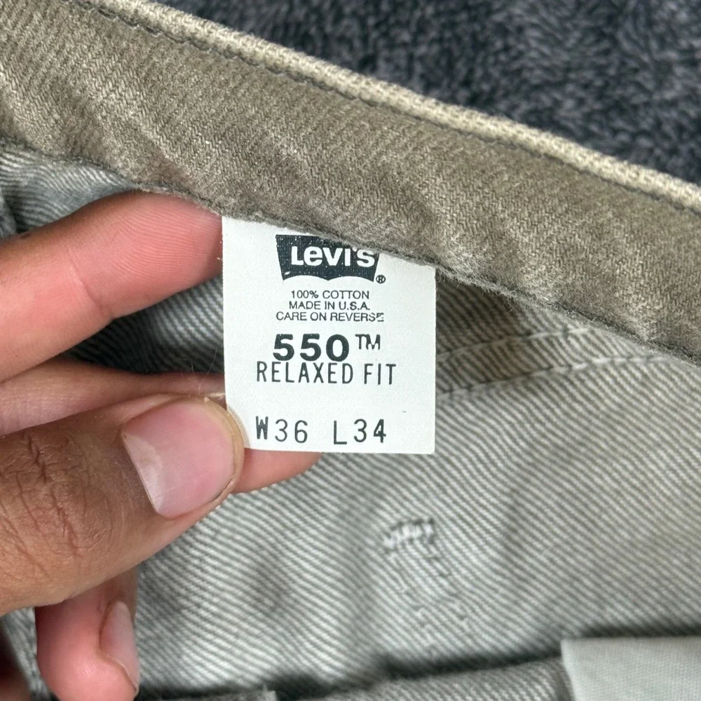 Vintage Levis 550 Orange Tab Relaxed Fit Jeans Green Made in USA 36x34